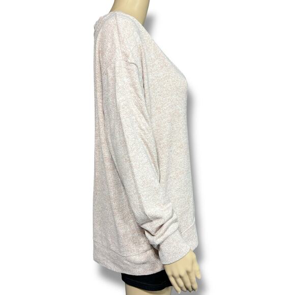 H&M Womens Knit Tunic Sweater Pullover V Neck Long Sleeves Oversized Pink Medium - Picture 2 of 10